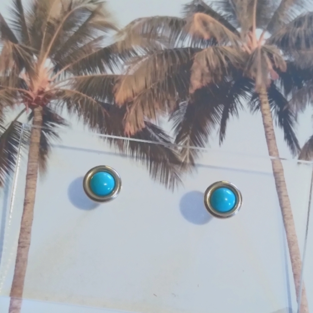 Natural Sleeping Beauty turquoise earrings, sterling silver